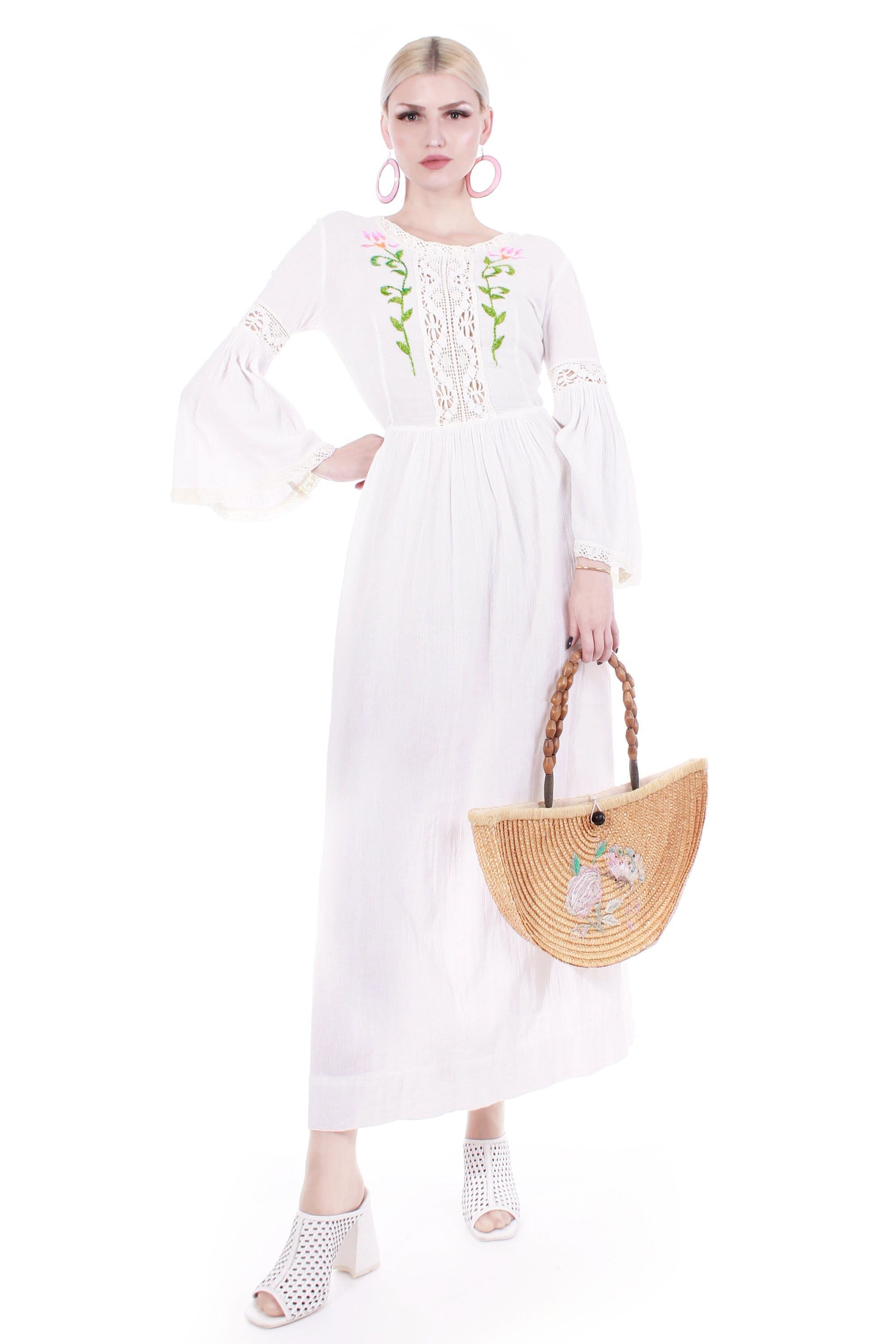 Made in Greece Embroidered Maxi Dress - Etsy