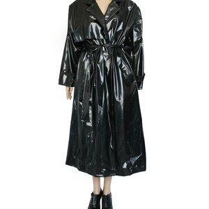 M/L Black Vinyl Trench Coat Long Maxi Shiny Plastic PVC Rain | Etsy