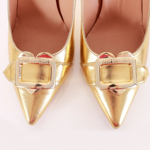 Gold Metallic LOVE MOSCHINO High Heel Leather Pum… - image 2