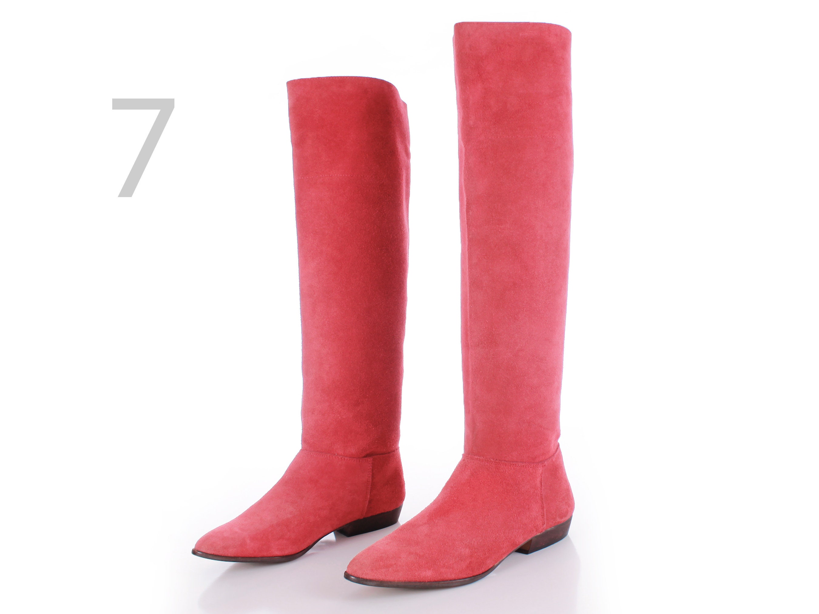 Vintage 80s Orange Suede Knee High Boots by so What  display picture 1