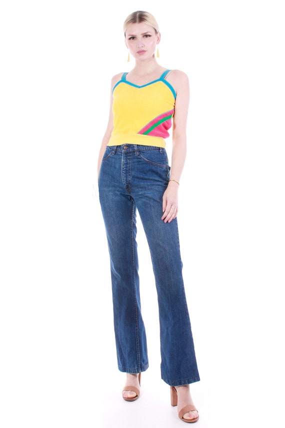 70s Vintage LEVIS Jeans High Waist Flare Orange T… - image 2