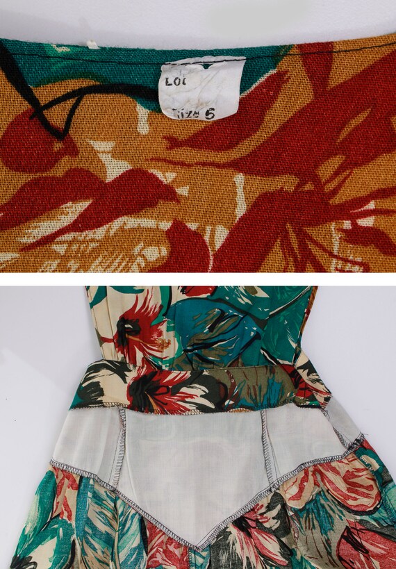 80s Tropical Print Jumper Dress - image 9