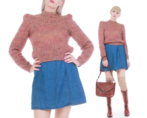 Vintage Metallic Knit Mohair Sweater Top