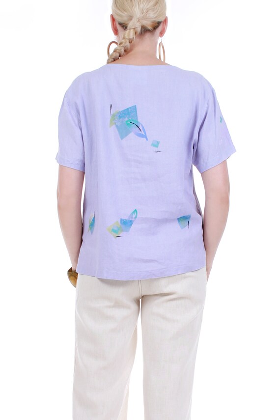 Play Alegre Linen Boxy Top in Lavender Hand Paint… - image 3