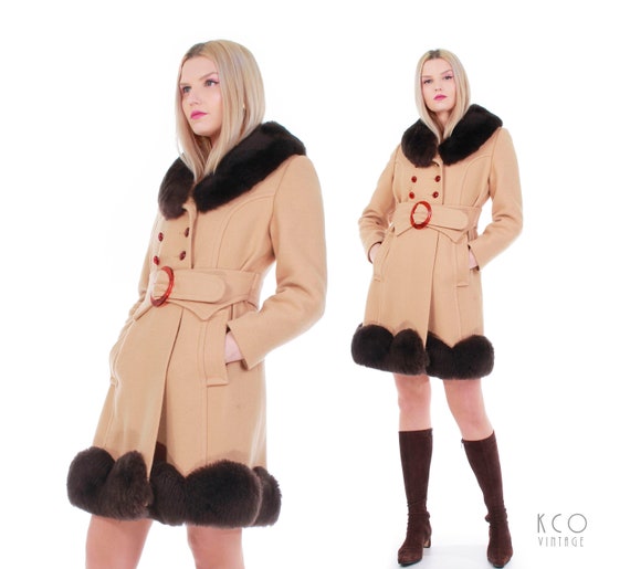 60's Mod Shearling and Wool Princess Coat