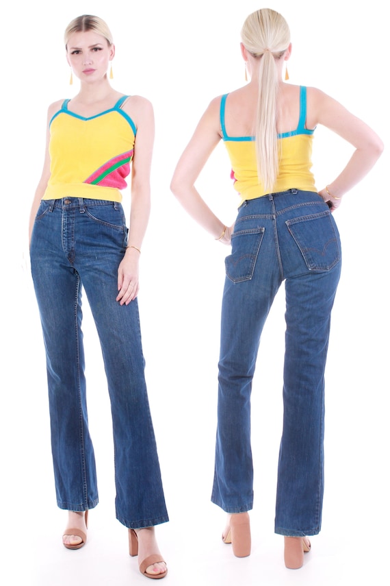 70s Vintage LEVIS Jeans High Waist Flare Orange Tab Made in the USA 30 Waist 38 Hips 31 Inseam Etsy
