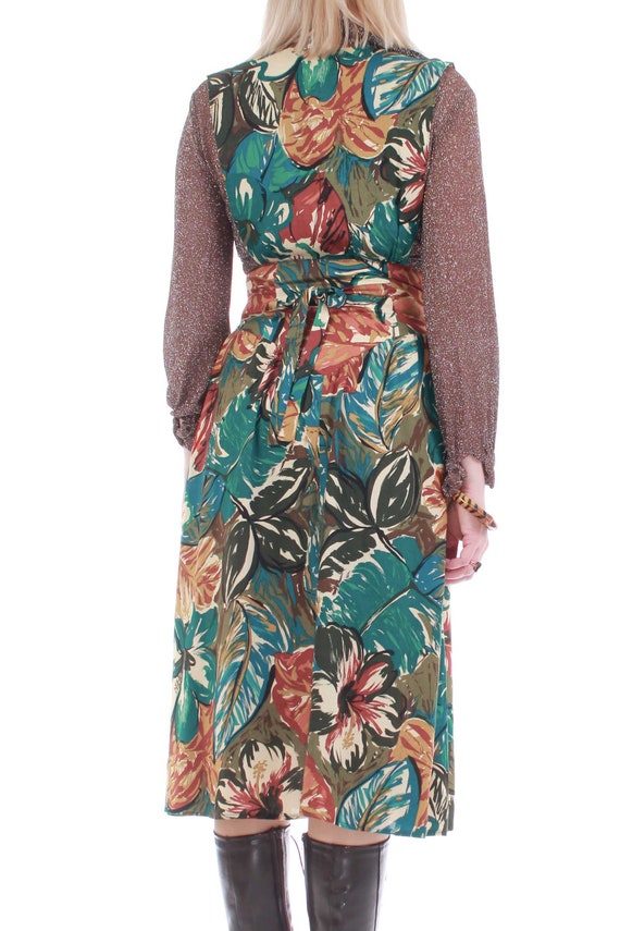 80s Tropical Print Jumper Dress - image 6