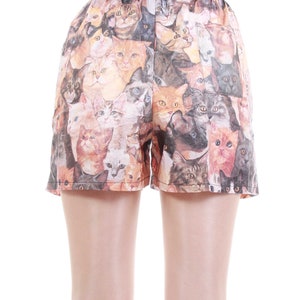 Vintage Cat Print Tyvek High Waist Shorts Kitty Kitten Novelty Print Paper Boxers Women's Size XS bild 4