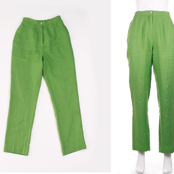 Linen Flat Front Pants — True Green Colors