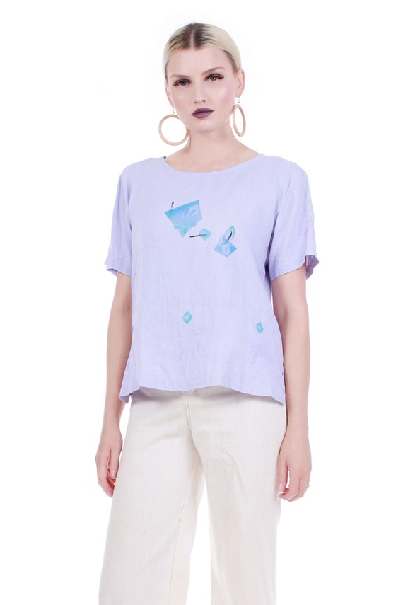Play Alegre Linen Boxy Top in Lavender Hand Paint… - image 1