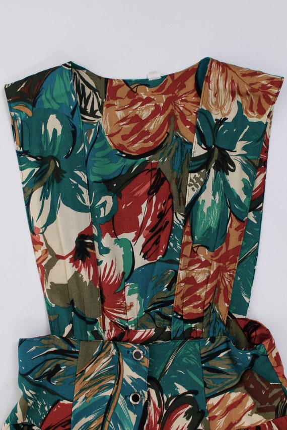 80s Tropical Print Jumper Dress - image 7