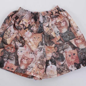 Vintage Cat Print Tyvek High Waist Shorts Kitty Kitten Novelty Print Paper Boxers Women's Size XS bild 8