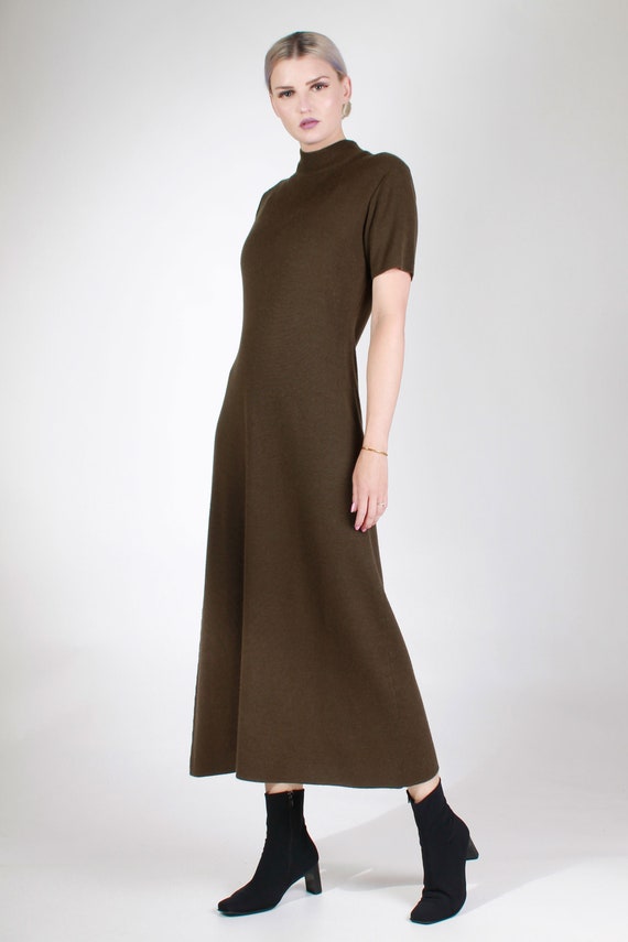 open lace back dress Simone Dark Olive Sweater Maxi Dress