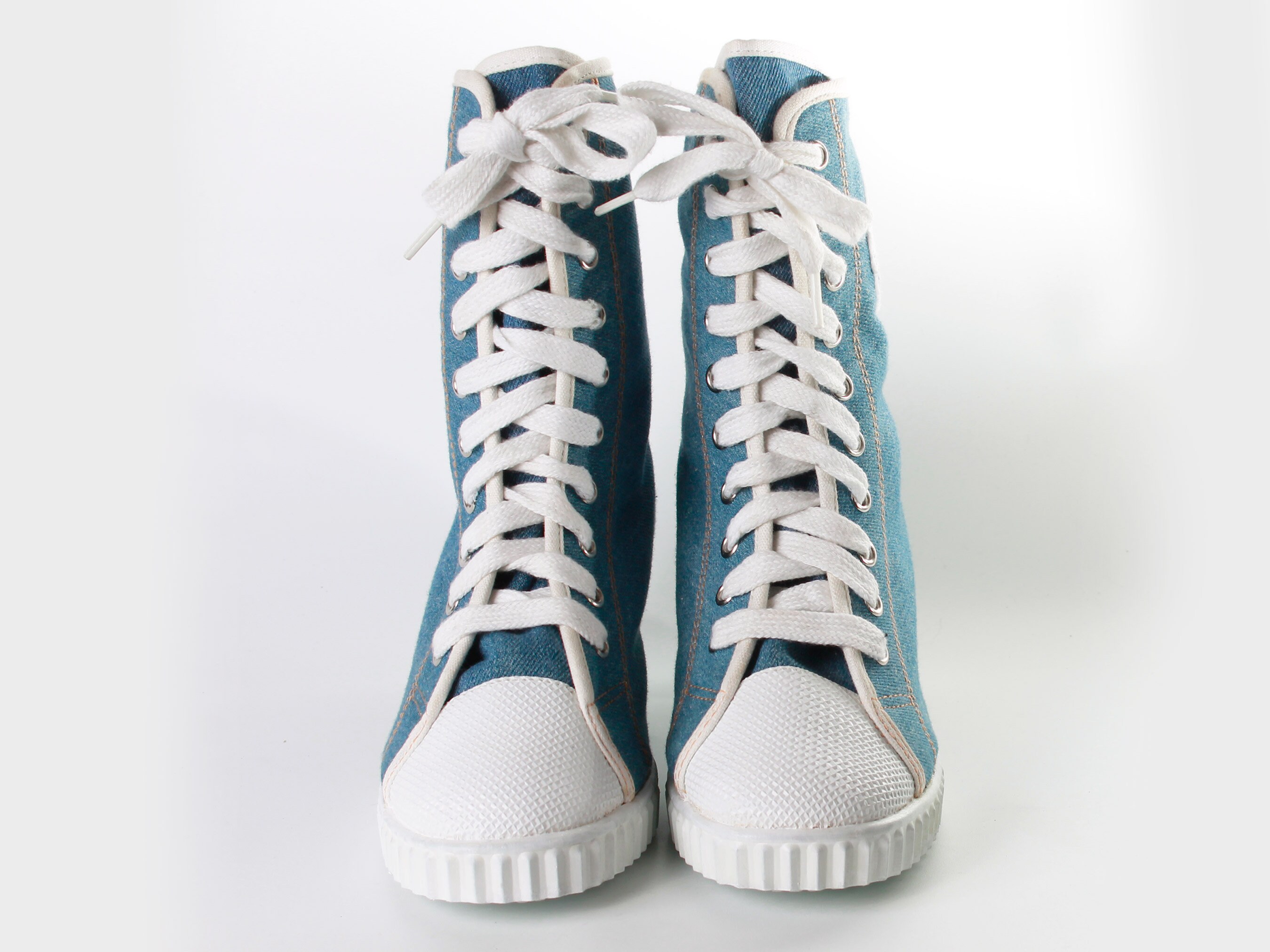 90s Y2K Denim High Heel Lace up Sneaker Boots Women