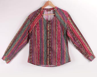 Vintage 80s Roper Western Cotton Striped Shirt Women's Size Medium