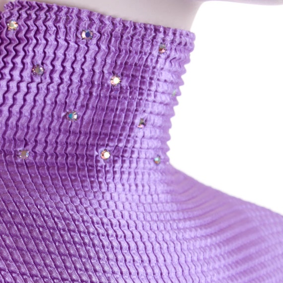 90s Y2K Shiny Purple Crinkle Long Sleeve Top Size… - image 4
