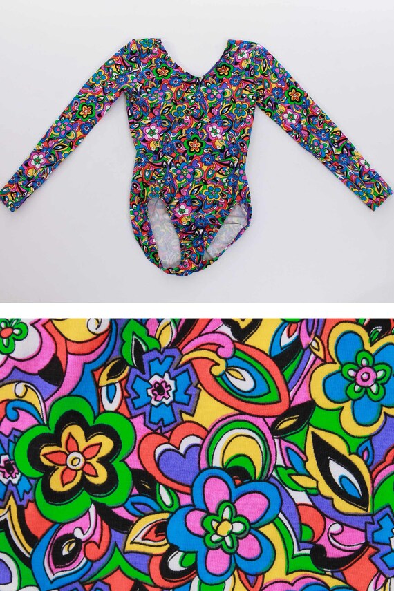 1992 Vintage Bodysuit Deadstock NWT Colorful Neon… - image 3