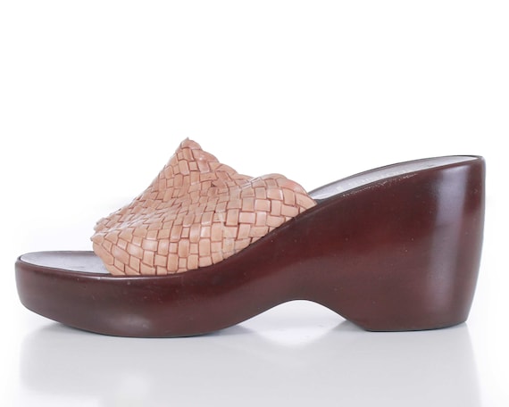 90s Mootsie Tootsies Italy Woven Rubber Wedge Plat
