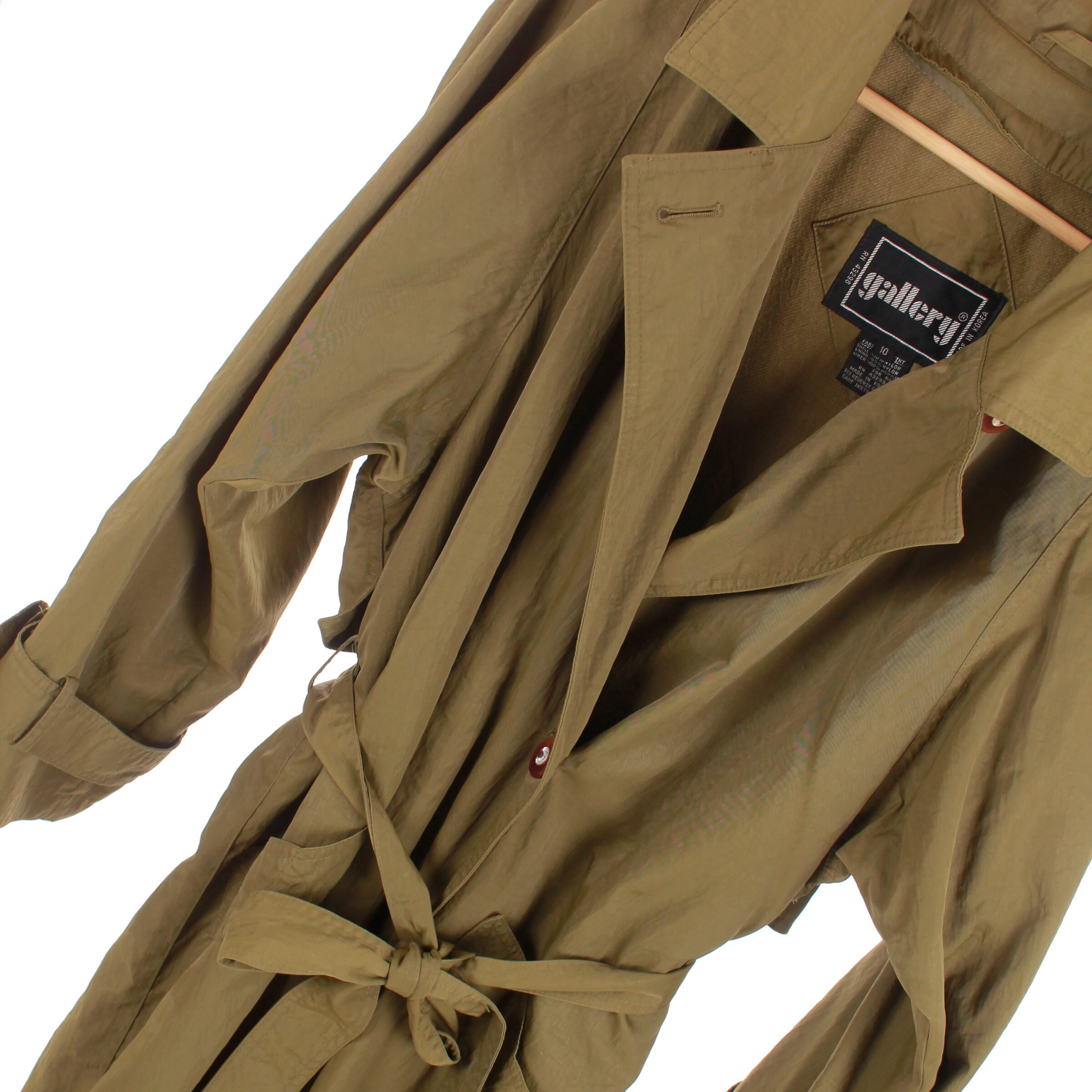 Vintage Gallery Olive Green Oversized Trench Coat Made in Korea