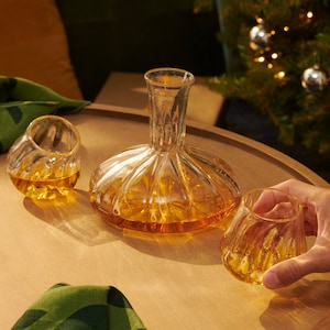 Blown Glass Decanter set, Handmade carafe and decanter, liquor  decanting, whiskey, bourbon , carafe.