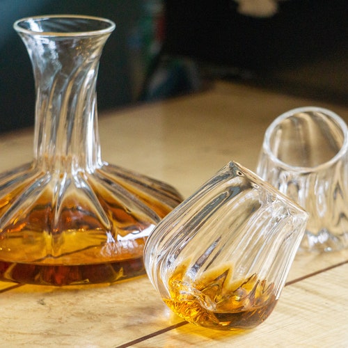 Blown Glass Decanter Set Handmade Carafe and Decanter Liquor Etsy