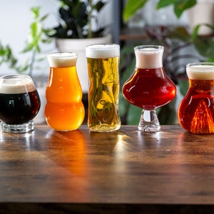 Select Set of Pretentious Beer Glasses, Craft Beer Glassware, THE, Subtle, JuicyY, Big Sexy and Sequel