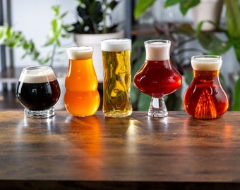 Select Set of Pretentious Beer Glasses, Craft Beer Glassware, THE, Subtle, JuicyY, Big Sexy and Sequel