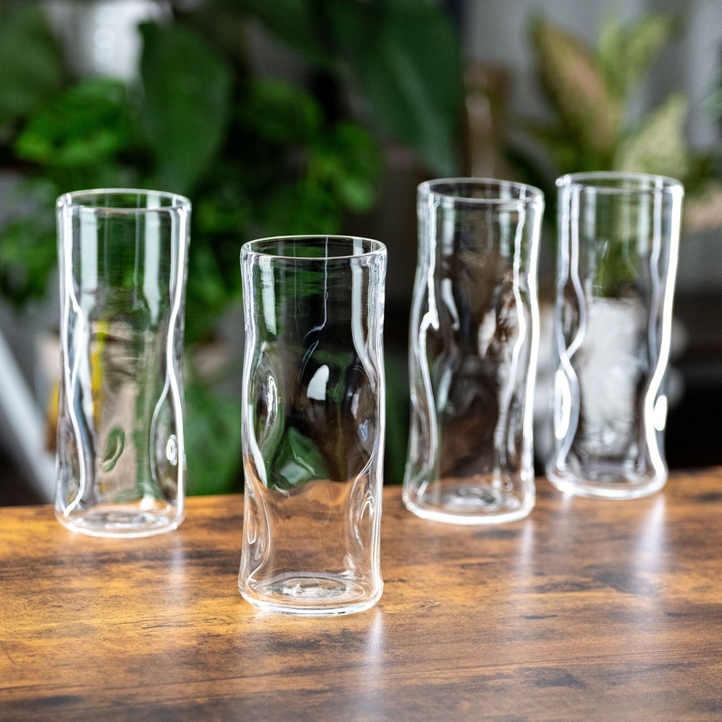 Subtle Beer Glass, Set of 4, Handmade Glassware image 2