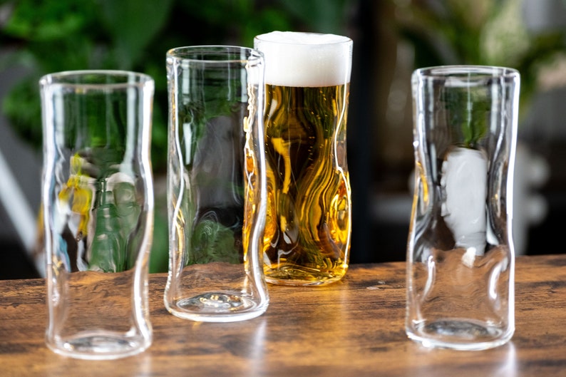 Subtle Beer Glass, Set of 4, Handmade Glassware image 8