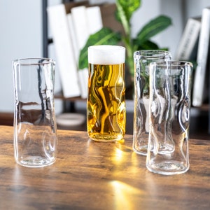 Subtle Beer Glass, Set of 4, Handmade Glassware image 3