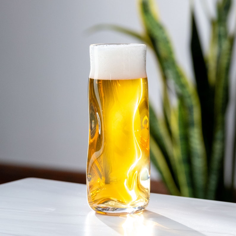 Subtle Beer Glass, Set of 4, Handmade Glassware image 9