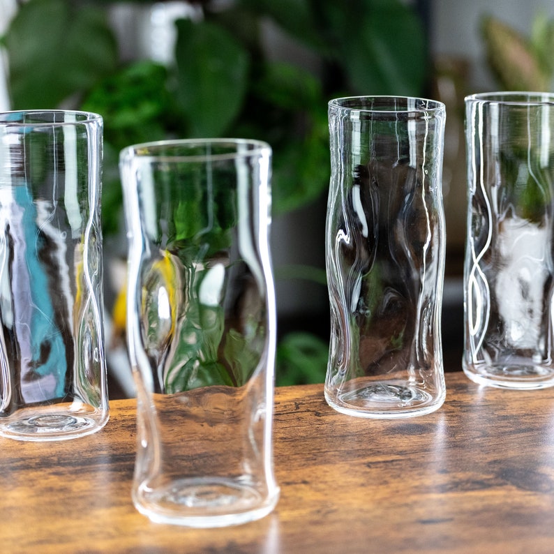 Subtle Beer Glass, Set of 4, Handmade Glassware image 6