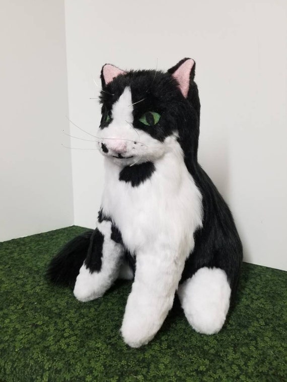 Plush Black N White Cat in a Sitting up Position. Customize the Plush Cat by Requesting a Different Color Position Size Eye Color Etc. Etsy UK
