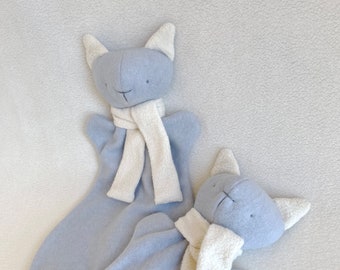 Kitten comforter  Cute and soft little cat  First toy 100% organic cotton  Minimalist design  Eco-friendly Handmade