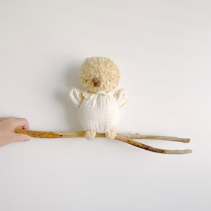 Birdie plushie Handmade Vintage style 100% organic cotton Plush Eco Friendly Toy