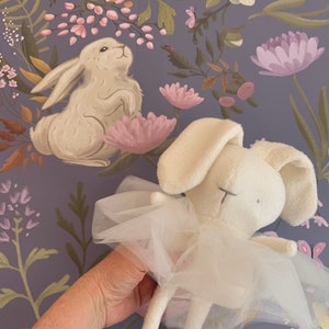 Ballerina whit tutu Bunny soft and silky plush White First baby toy handmade with love Minimalist Eco-friendly toy Newborn gift image 10