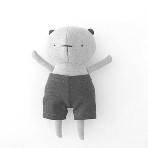 Eco-friendly nursery Toy&#39;s Baby Bear Plush Toy Minimalist design  Handmade Teddy bear whit pant Minimalist toy for kid&#39;s Shower gift for boy