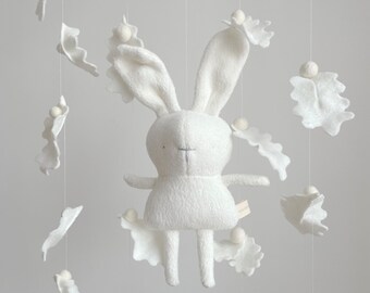 Bunny soft and silky plush - White - First baby toy handmade with love - Minimalist toy-  Eco-friendly toy