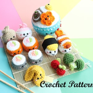 Crochet PATTERN Amigurumi Food The Sushi Family Crochet Pattern/ Sushi Set English/Spanish (Español)