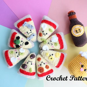 Crochet PATTERN Amigurumi Food! Pizza Party + Beer Crochet Pattern Kawaii!