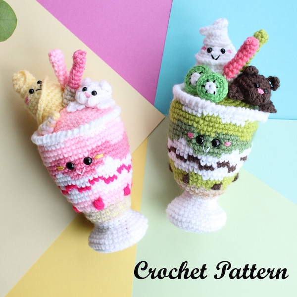 Crochet PATTERN Matcha Parfait Amigurumi Food Crochet Pattern Japan dessert