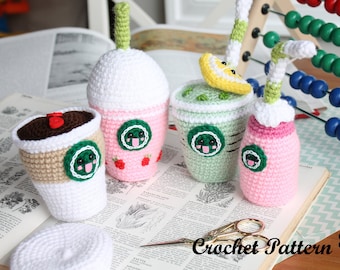 Crochet PATTERN Starcutes Buddies Amigurumi Food Coffee Crochet Amigurumi Coffee! Frappuccino, Ice tea, Coffee and more!