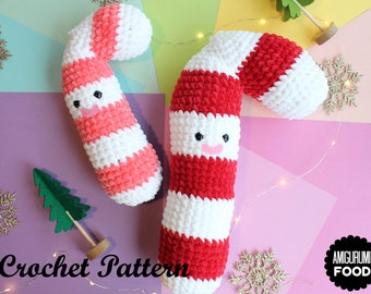 CROCHET PATTERN Velvet Yarn Candy cane Crochet pattern Christmas pattern Amigurumi Food