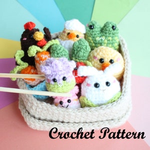 PADRÃO DE Crochê Primavera Bento Caixa Amigurumi Comida/Caixa de Páscoa, Frango, galinha, sapo, coelhinho e muito mais!