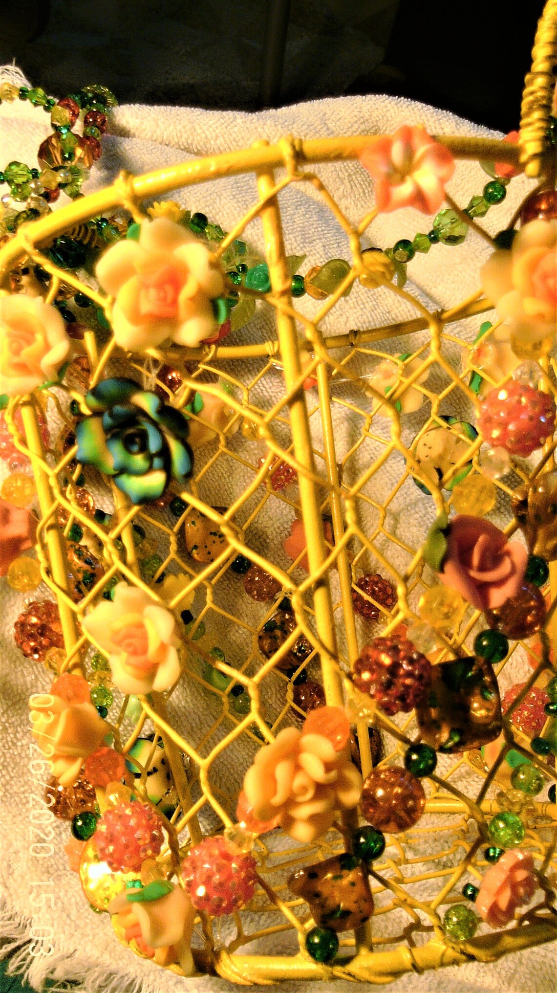 Yellow Hanging Plant Basket/Planter Covered with Various Roses Etsy