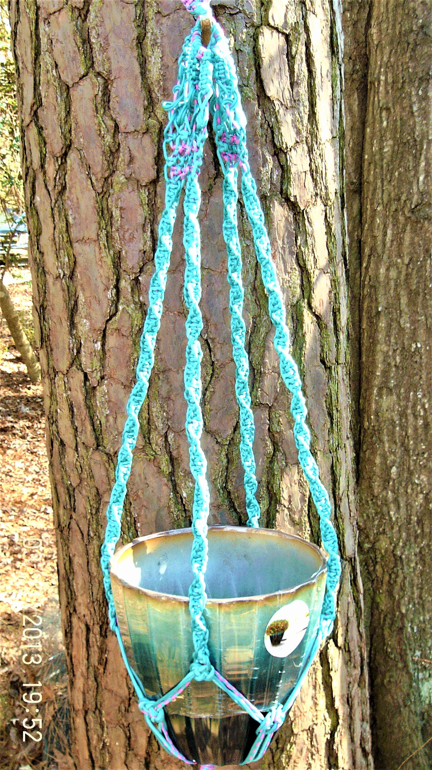 XL Macramé Plant/pot/glass Ball Hanger/ Planter in Teal and Etsy Canada