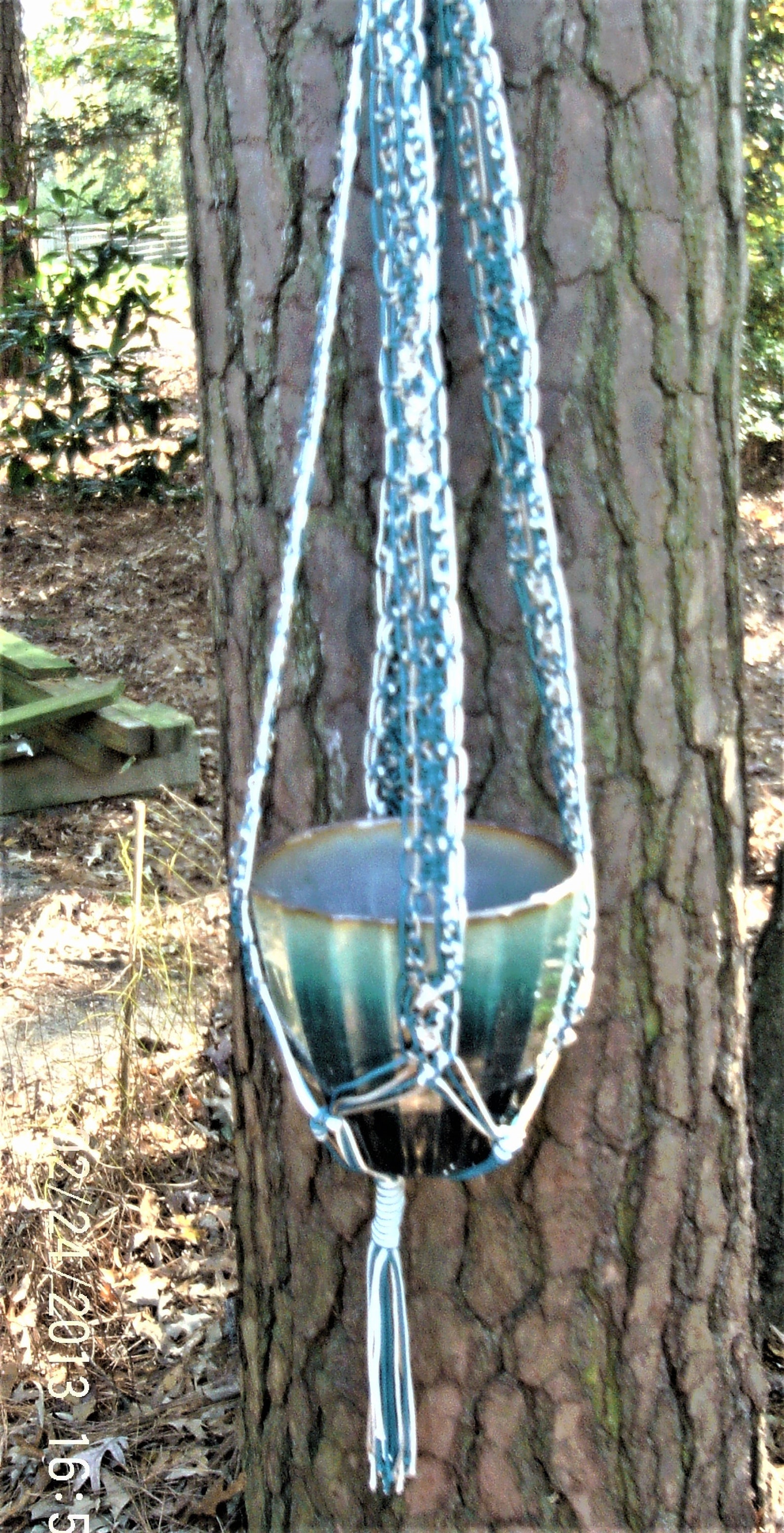 XL Macramé Plant/Pot/Glass Ball Hanger/ Planter in Cream Etsy