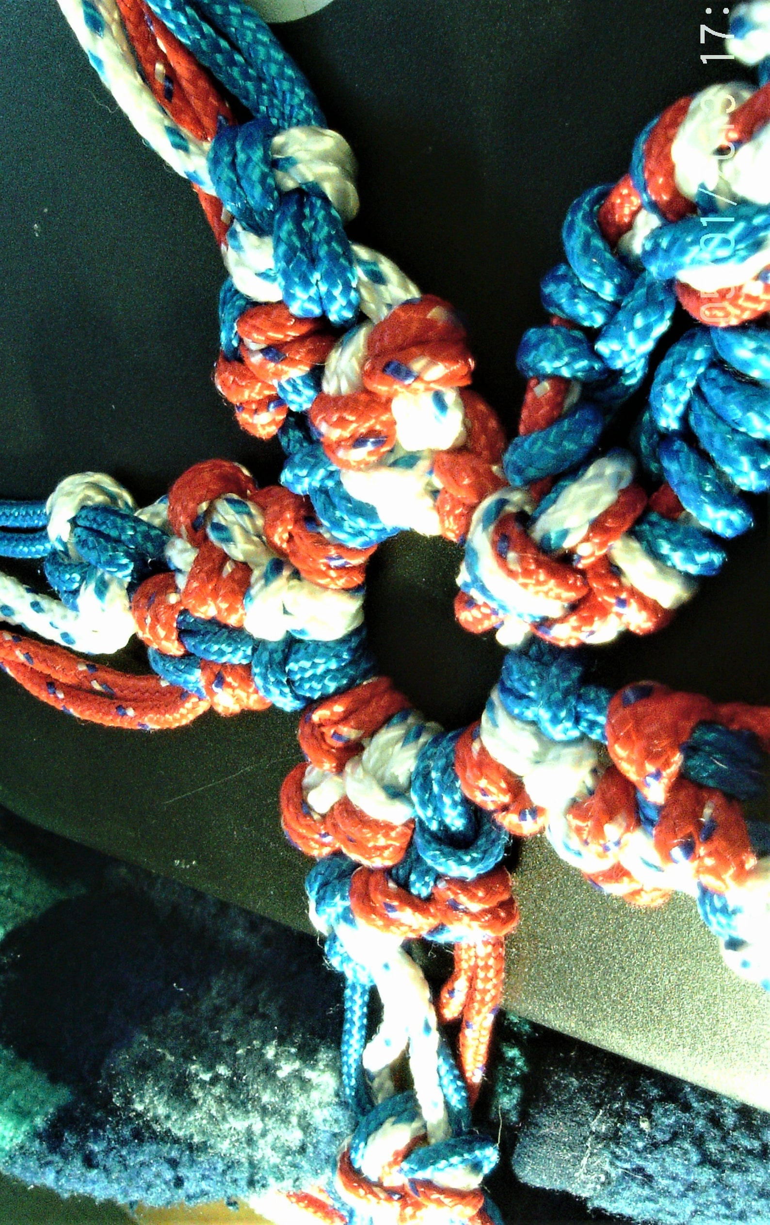 XL Macramé Plant/pot/glass Ball Hanger/ Planter in Patriotic Colors of