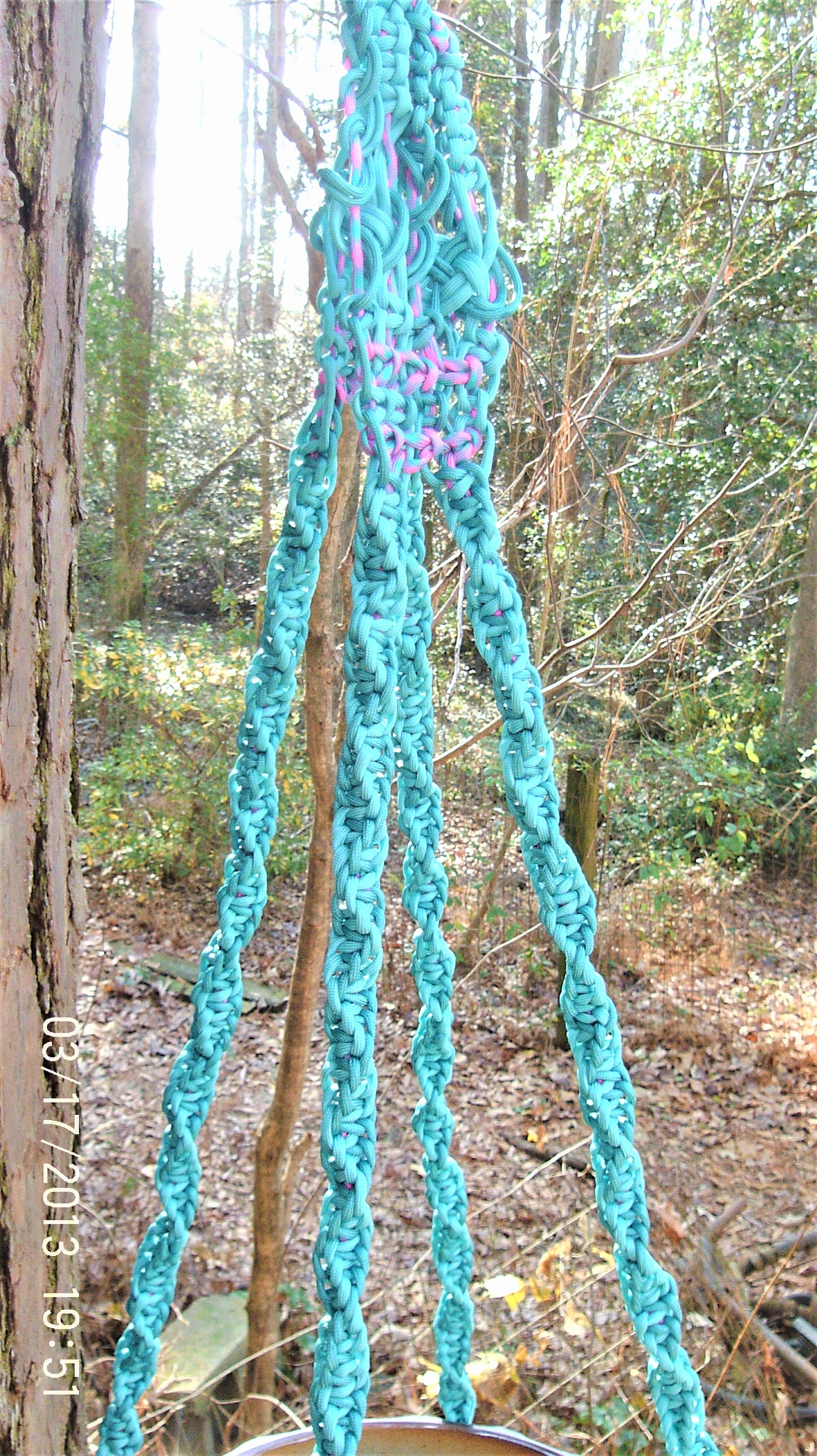 XL Macramé Plant/pot/glass Ball Hanger/ Planter in Teal and Etsy Canada