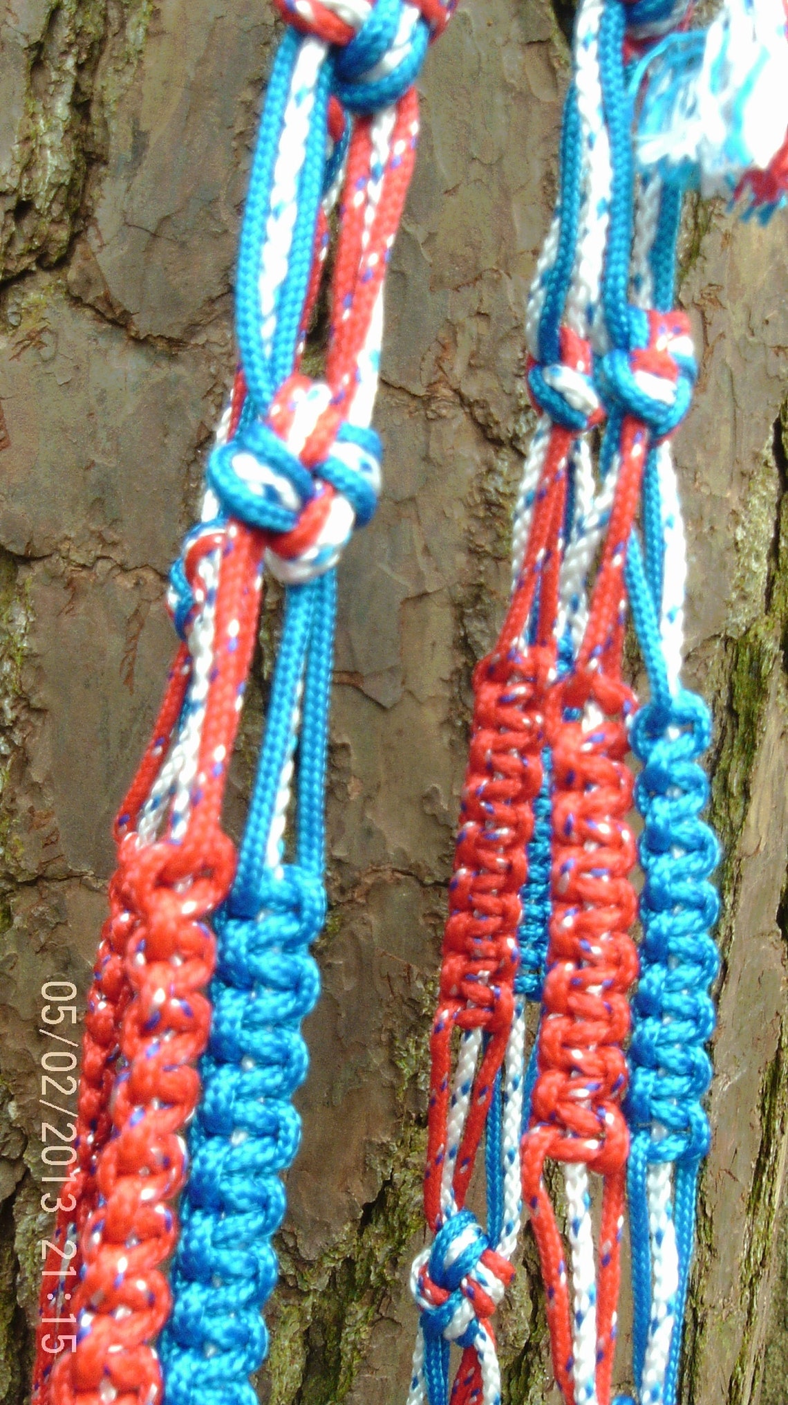 XL Macramé Plant/pot/glass Ball Hanger/ Planter in Patriotic Colors of